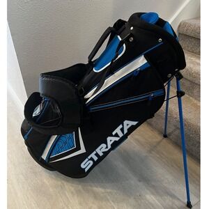 Strata by Callaway Stand Golf Bag Black Blue Dual Strap Carry Bag w/ Rain Hood
